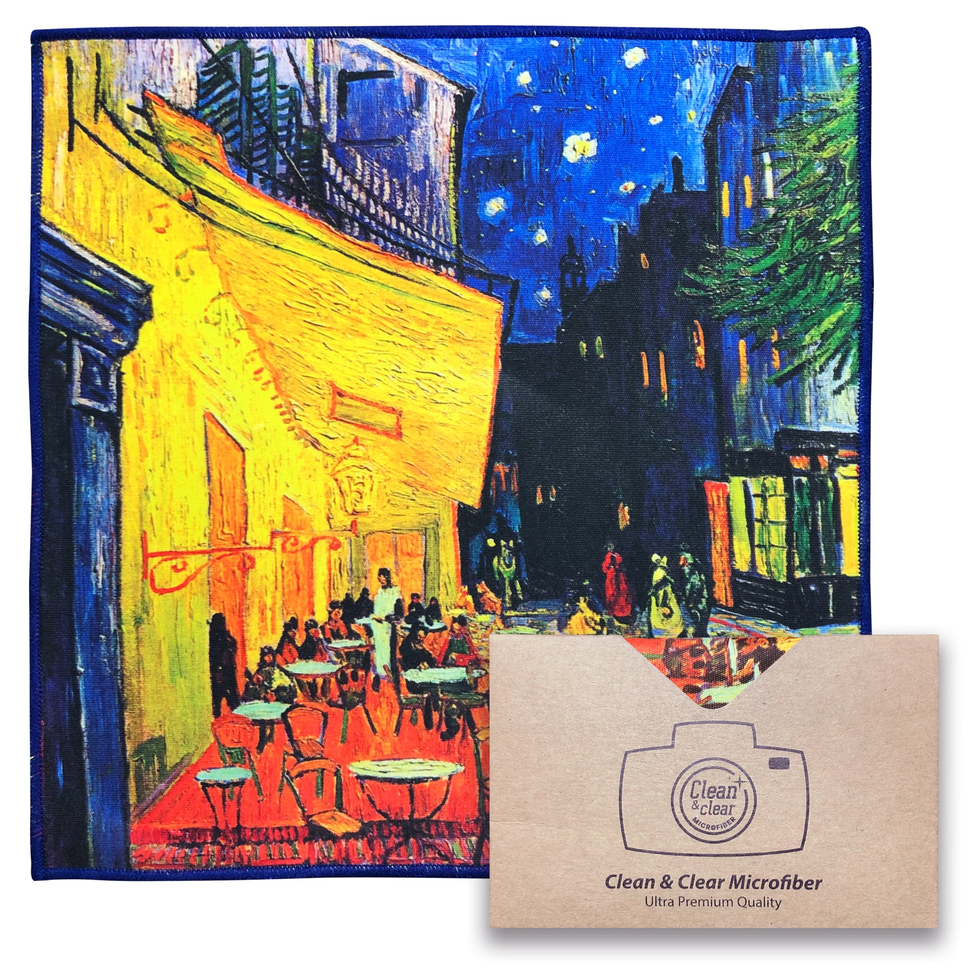 [6 Pack] Vincent Van Gogh "Café Terrace at Night" - Art Collection - Ultra Premium Quality Microfiber Cleaning Cloths