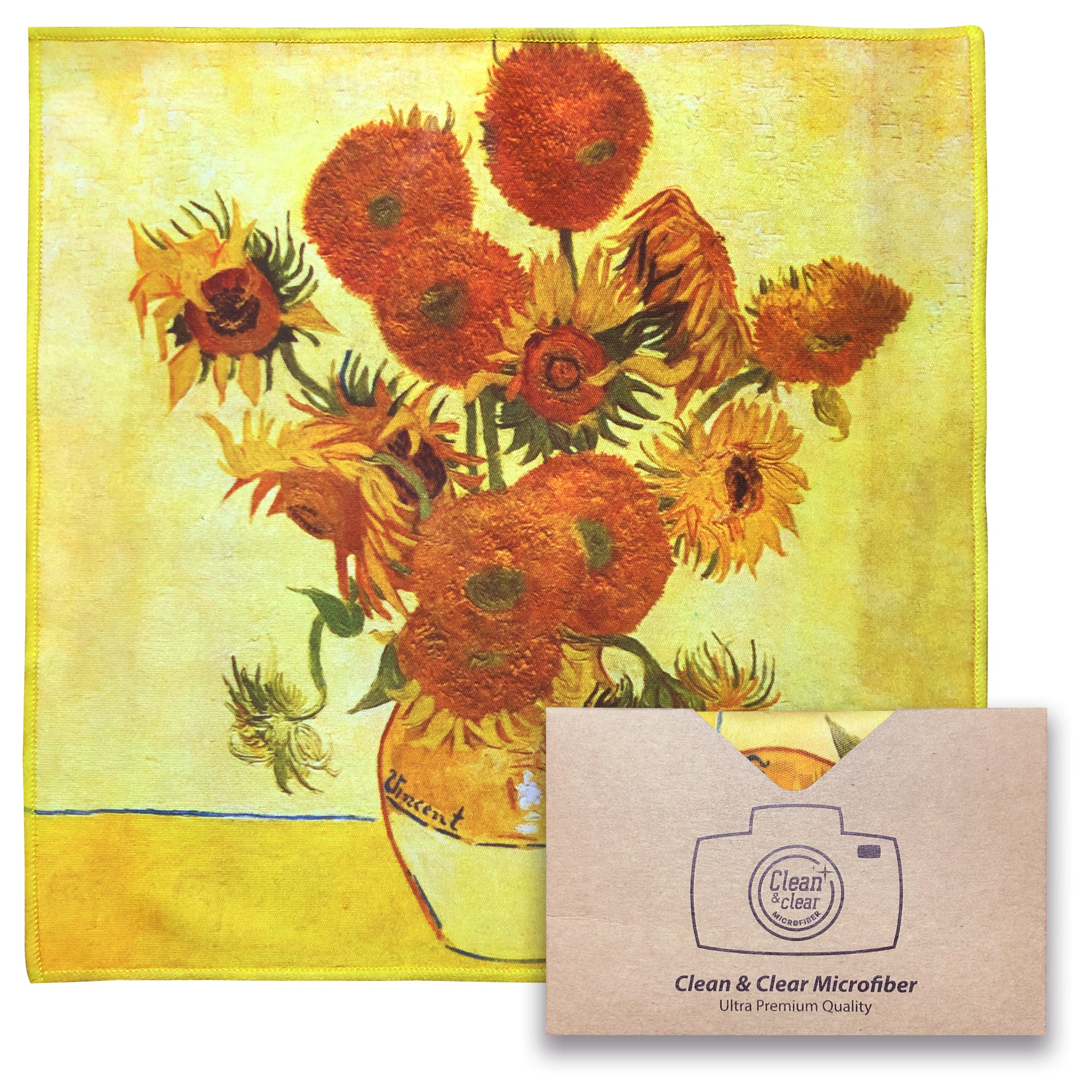 [6 Pack] Vincent Van Gogh "Sunflowers" - Art Collection - Ultra Premium Quality Microfiber Cleaning Cloths