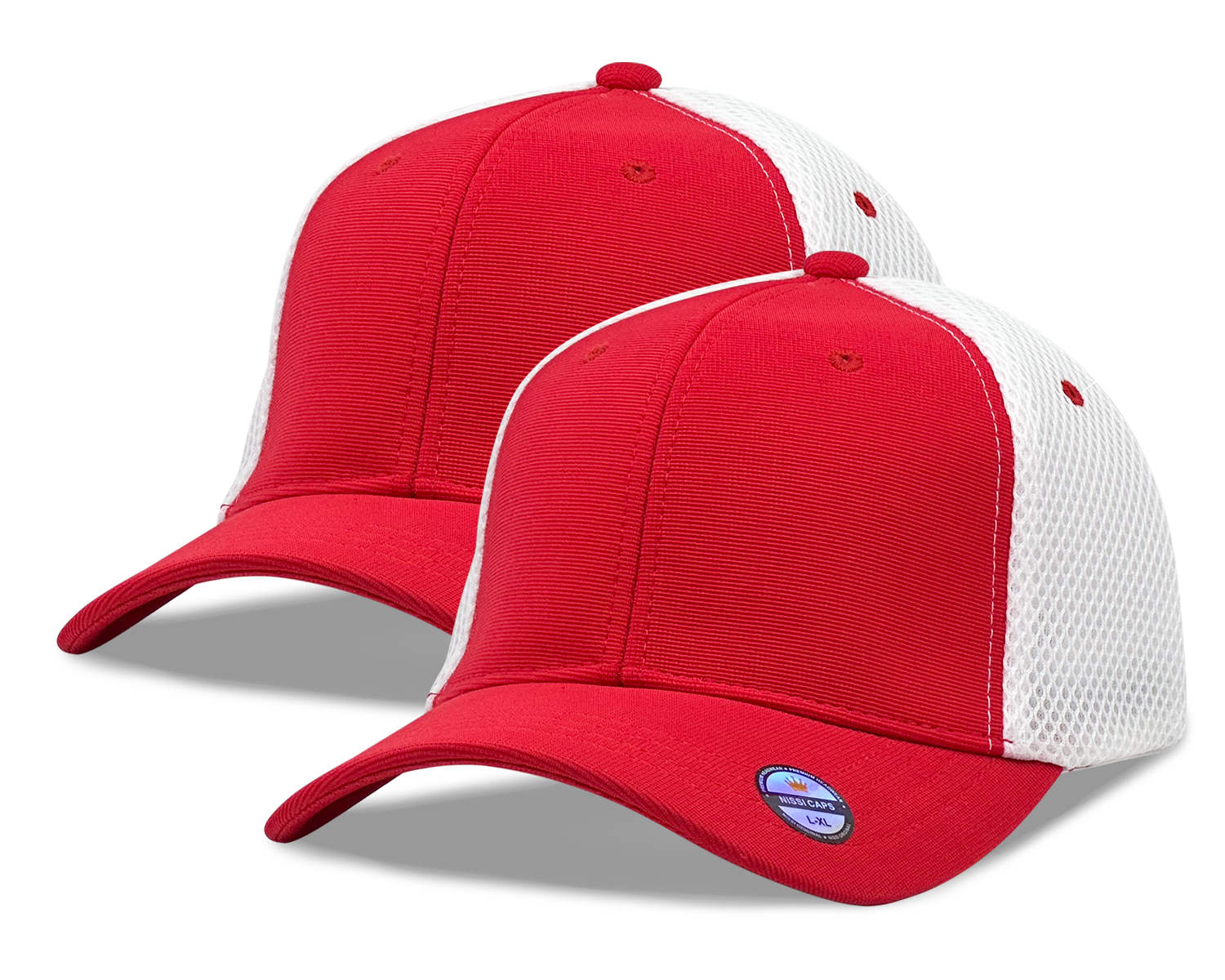 L2K 9002 Hybrid Stretch-Fitted Trucker Cap with Air Mesh (2 Pack)
